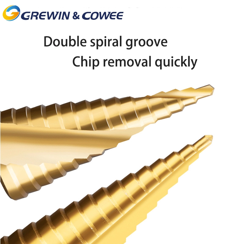 Grewin&Cowee 3PCS 29 step size HSS Titanium Step Drill Bit Set for Sheet Metal with Aluminum Case Chinese supplier - obrazek 3