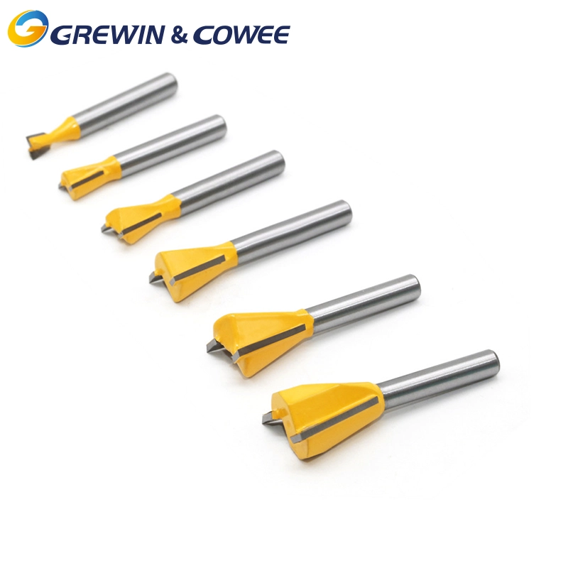 Grewin&Cowee 6PCS 2flutes Dovetail Bit Tungsten steel Router Bit Set steel with 1/4-Inch 6mm Shank for Doors,Tables,Shelves,Cabinets,DIY Woodwork Chinese supplier – Image 3