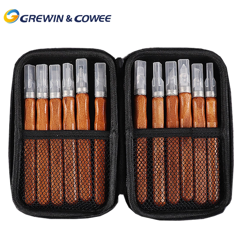 Grewin&Cowee 7pcs 9pcs 12pcs SK2 carbon steel HRC62 High quality Wood Carving Knife Set Chinese supplier