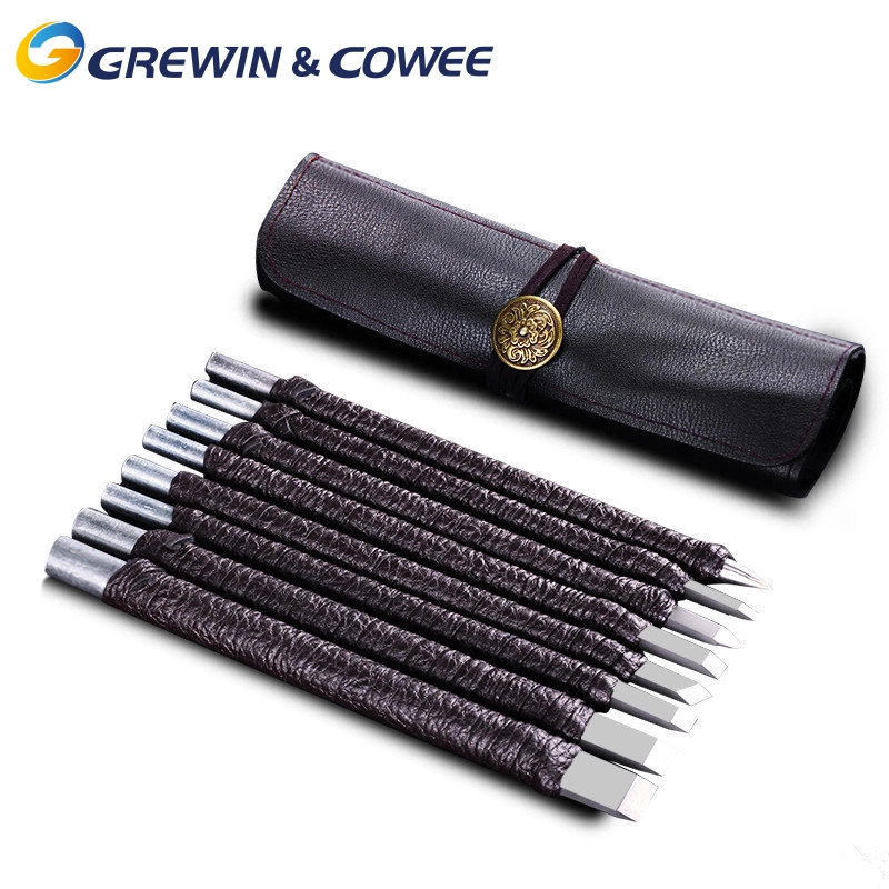 Grewin&Cowee 8pcs 10pcs 12pcs Tungsten steel High quality Wood Carving Knife Set Chinese supplier