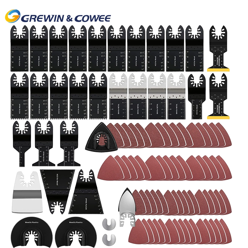 Grewin&Cowee 94pcs Universal Wood Metal high-carbon steel Oscillating Multitool Quick Release Saw Blades Titanium Oscillating Saw Blades Metal Cutting Multitool Blades for Soft Metal Nails Hard Material and Wood Plastic, Multi Tool Blades Kits Chinese supplier